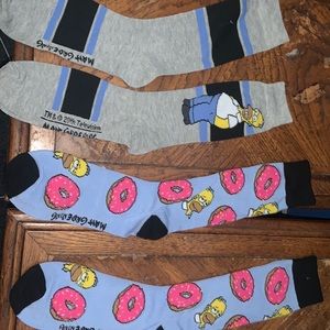 2 pairs never worn Homer Simpson Socks, Simpson Brand